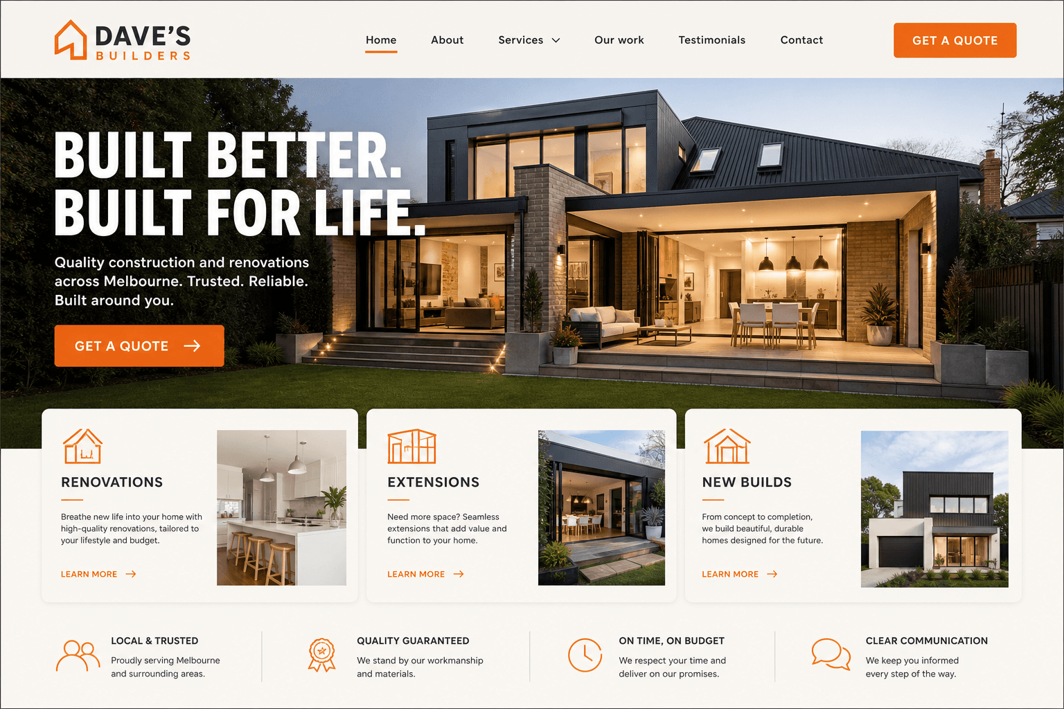 Dave's Builders — reforged website after